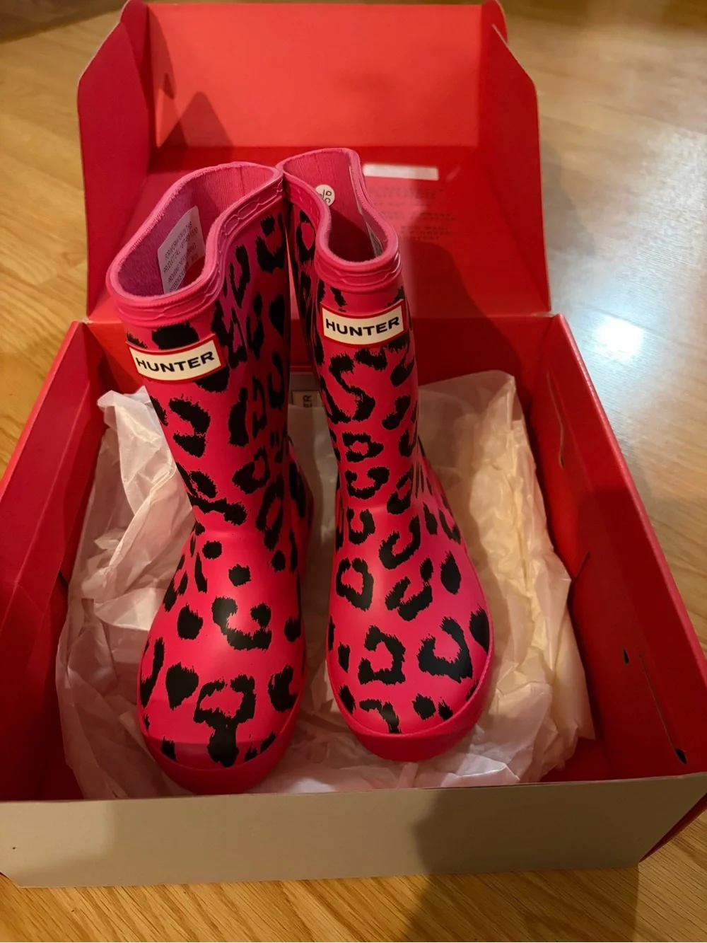 Hunter Kids Hot Pink Leopard Rain Boots